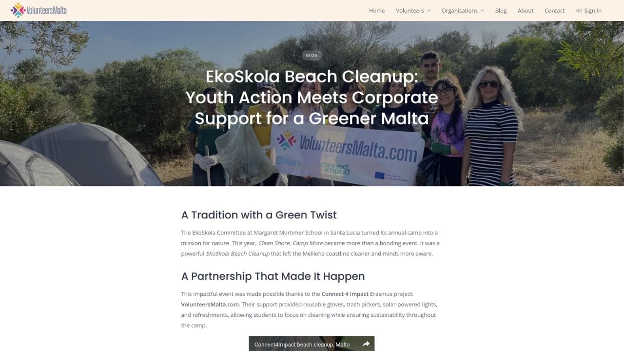 Erasmus Malta VolunteersMalta.com website 8